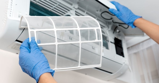 replacing air filter in HVAC unit